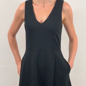 Black V-Neck Midi-Dress